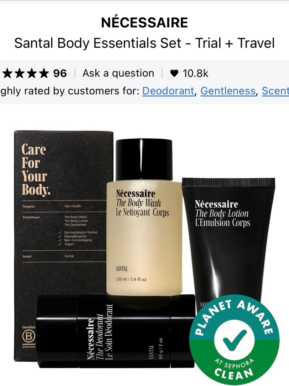 NWT Nécessaire Santal Body Essentials Set
